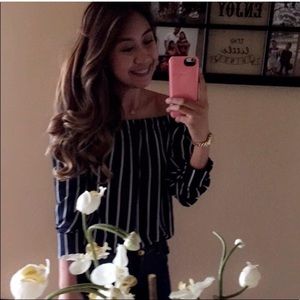 Striped top- navy blue